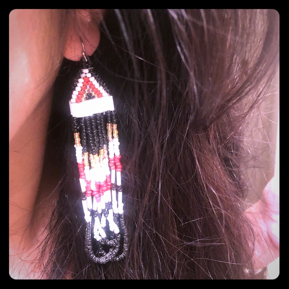 Native American long beaded earrings